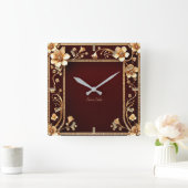 Bourgondische gouden bloemen wandklok (Huis)