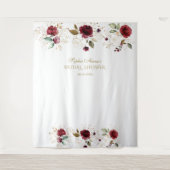 Bourgondische gouden bloemige bruidsdouche fotocab wandkleed (Voorkant)