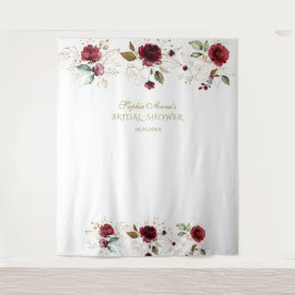 Bourgondische gouden bloemige bruidsdouche fotocab wandkleed