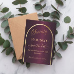 Bourgondische gouden boog 70e verjaardag save the date<br><div class="desc">Een Save the Date-kaart voor een 70e verjaardagsfeest. Een bordeauxrode achtergrond,  versierd met een faux gouden boog. Personaliseer en voeg een datum en jouw naam toe. De tekst: Seventy en Save the Date is geschreven met een groot trendy handgeschreven stijlscript.</div>