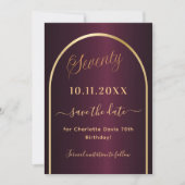 Bourgondische gouden boog 70e verjaardag save the date (Voorkant)