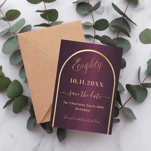 Bourgondische gouden boog 80ste verjaardag save the date