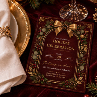 Bourgondische Gouden Botanische Boog Kerstviering Kaart