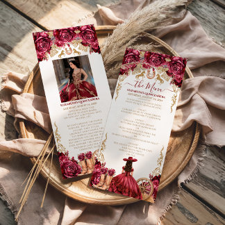 Bourgondische Gouden Charra Quinceanera Cowboylaar Menu