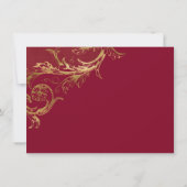  Bourgondische gouden Damask Script Bruidsmeisje Kaart (Achterkant)