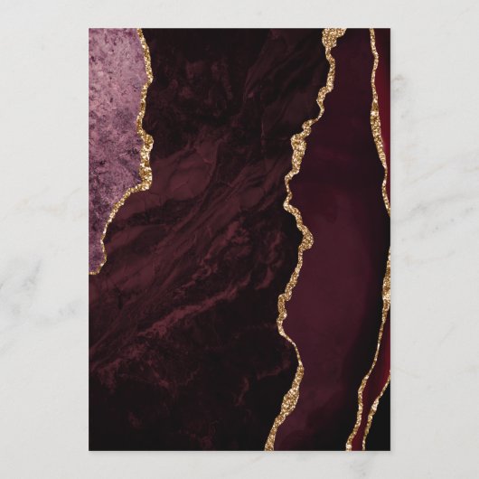 Bourgondische gouden donkere bruiloft menu (Achterkant)