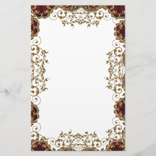  Bourgondische gouden filigraan bruiloft Briefpapier