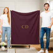 Bourgondische gouden gemonoogrammeerde initialen l fleece deken