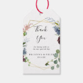 Bourgondische gouden geometrische bruiloft dank u cadeaulabel (Voorkant)