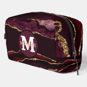 Bourgondische Gouden Glitter Agate Dopp Kit Toilettasje