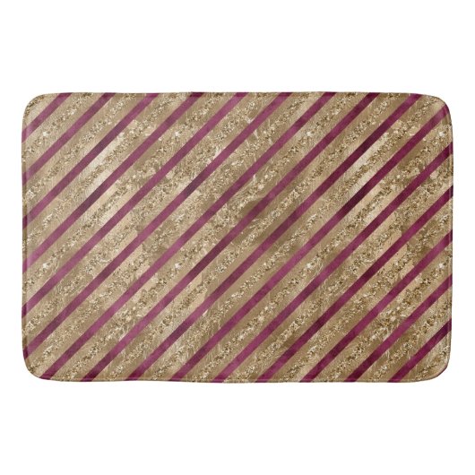 Bourgondische gouden glitter strepen badmat (Voorkant)
