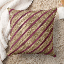 Bourgondische gouden glitter strepen kussen