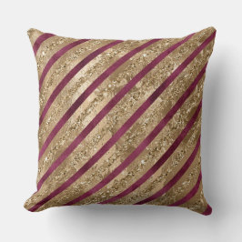Bourgondische gouden glitter strepen kussen