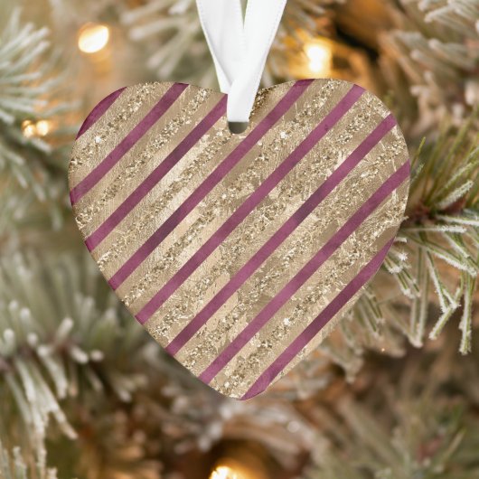 Bourgondische gouden glitter strepen ornament (Boom)