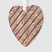 Bourgondische gouden glitter strepen ornament (voorkant)