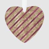 Bourgondische gouden glitter strepen ornament (voorkant)