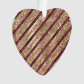 Bourgondische gouden glitter strepen ornament (voorkant)