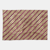 Bourgondische gouden glitter strepen theedoek (Horizontaal)