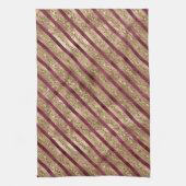Bourgondische gouden glitter strepen theedoek (Verticaal)