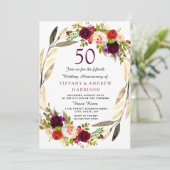 Bourgondische gouden krans 50ste huwelijksverjaard kaart (Staand voorkant)