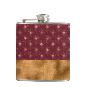 Bourgondische gouden pauwenveren chic elegant heupfles