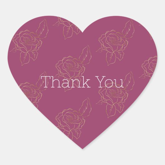 Bourgondische gouden Rozen Hart Sticker (Voorkant)
