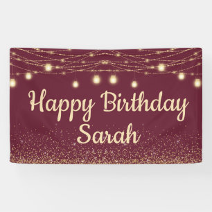 Bourgondische gouden slingerlichtjes glitter geluk spandoek