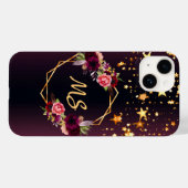 Bourgondische gouden sterren bloemen geometrisch m Case-Mate iPhone case (Achterkant (horizontaal))