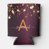 Bourgondische gouden sterren naam feest blikjeskoeler (Voorkant)