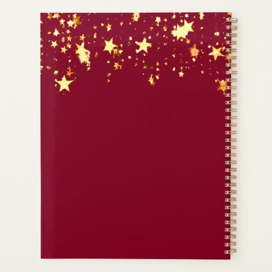 Bourgondische gouden sterren naam monogram 2026 planner (Achterkant)