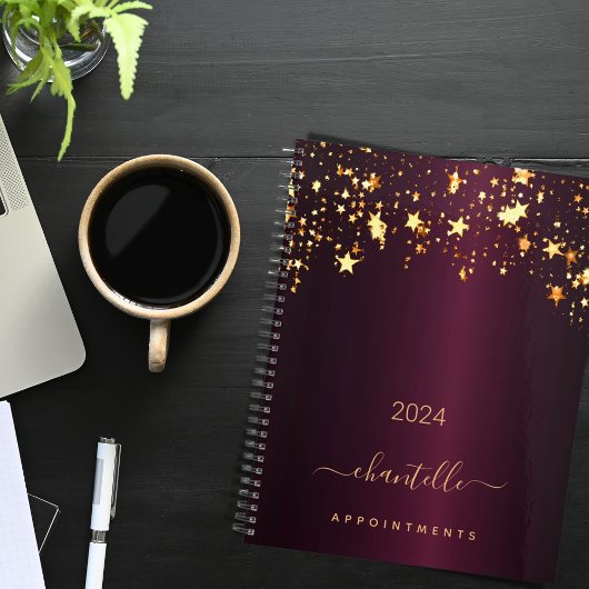 Bourgondische gouden sterren noemen script glamour planner