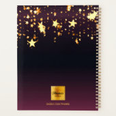 Bourgondische gouden sterren zwarte glitter monogr planner (Achterkant)