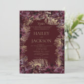 Bourgondische gouden waterverf bloemenluxe bruilof kaart