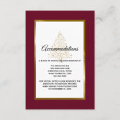 Bourgondische gouden winter bruiloft accommodaties informatiekaartje (Voorkant)