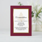 Bourgondische gouden winter bruiloft accommodaties informatiekaartje (Staand voorkant)