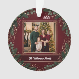 Bourgondische groene familie foto Kerst Acryl Ornament