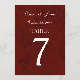 Bourgondische Grunge Damast Huwelijk Tafel Nummer Kaart