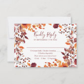 Bourgondische Herfst Autumn Leaves Floral Wedding RSVP Kaartje (Voorkant)