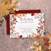 Bourgondische Herfst Autumn Leaves Floral Wedding RSVP Kaartje