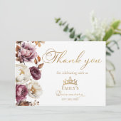 Bourgondische Herfst Autumn Quinceanera Dank u kaa Kaart (Staand voorkant)