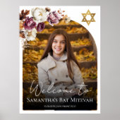 Bourgondische Herfst Bat Mitzvah Foto Welkom Teken Poster (Voorkant)