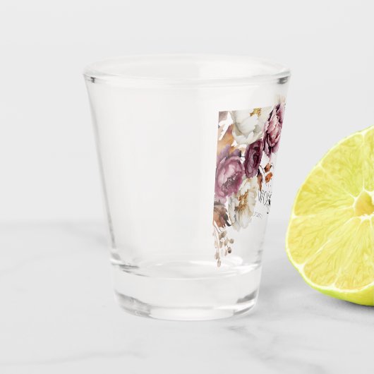 Bourgondische herfst bloem bruiloft bruidsfeest shot glas (Links)