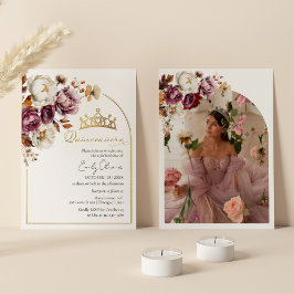 Bourgondische Herfst Bloemen Herfst Quinceanera Fo Kaart