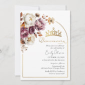 Bourgondische Herfst Bloemen Herfst Quinceanera Fo Kaart (Voorkant)