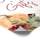 Bourgondische Herfst Bloemen Pompoen Boeken en ges Poster (Hoek)