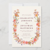 Bourgondische Herfst Bloemenbruiloft Kaart (Voorkant)