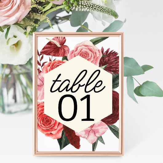 Bourgondische Herfst Bloemenbruiloft Kaart