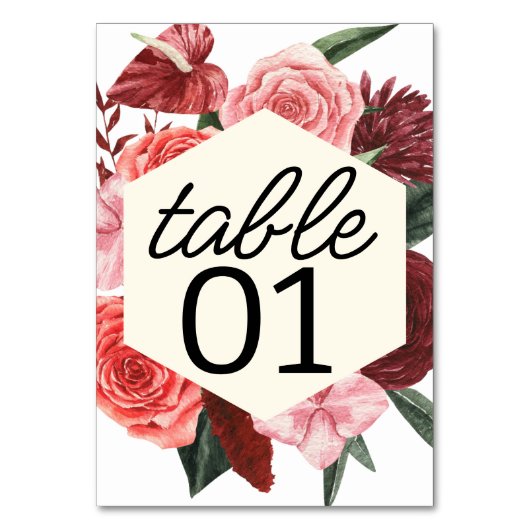 Bourgondische Herfst Bloemenbruiloft Kaart (Voorkant)