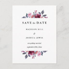 Bourgondische Herfst bloemenbruiloft Save the Date Briefkaart