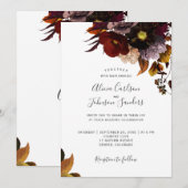 Bourgondische herfst bloemenrustiek elegant script kaart (Voorkant / Achterkant)